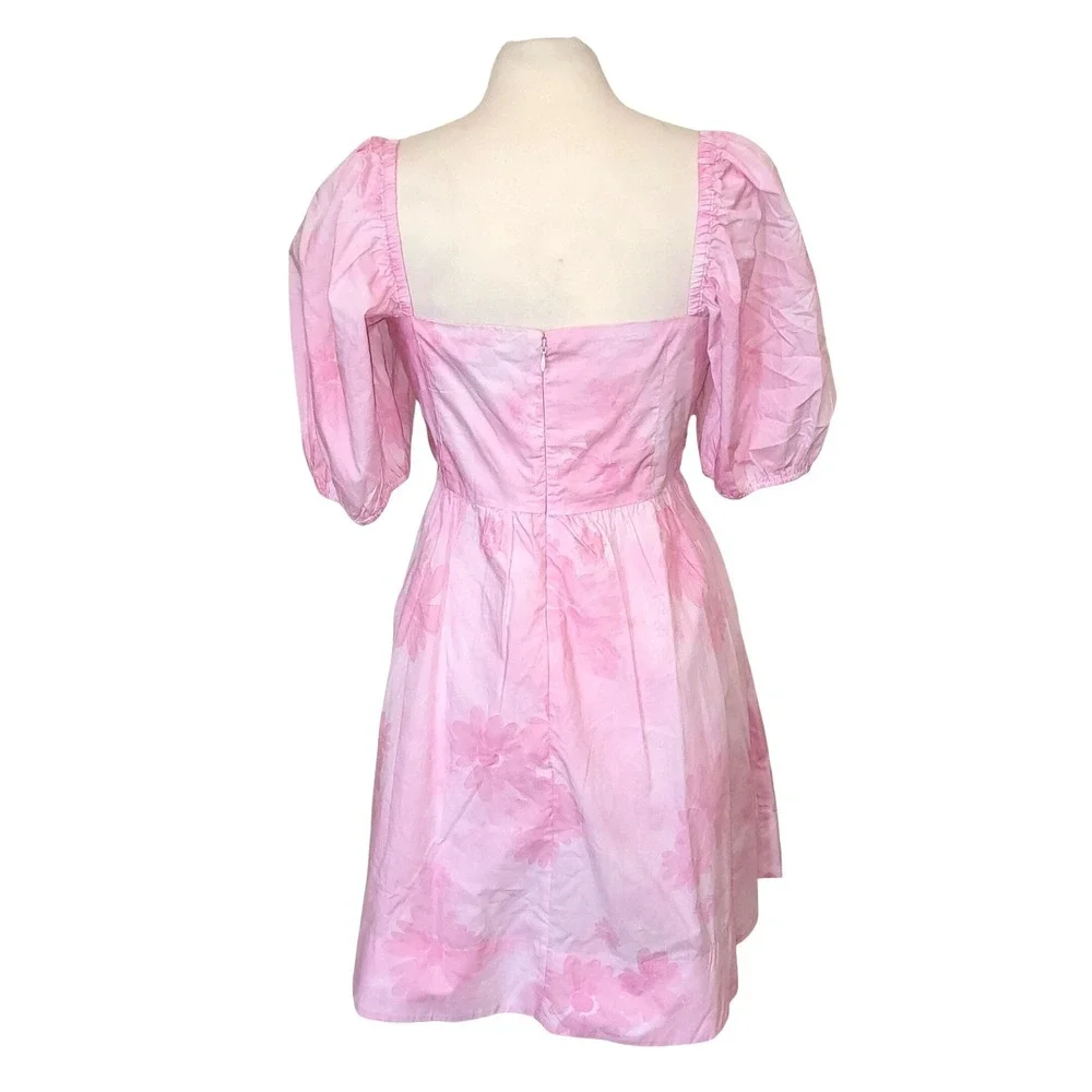 NWT Coach Pink Puff Sleeve Girlcore Floral Japanese Streetwear Mini Dress 10